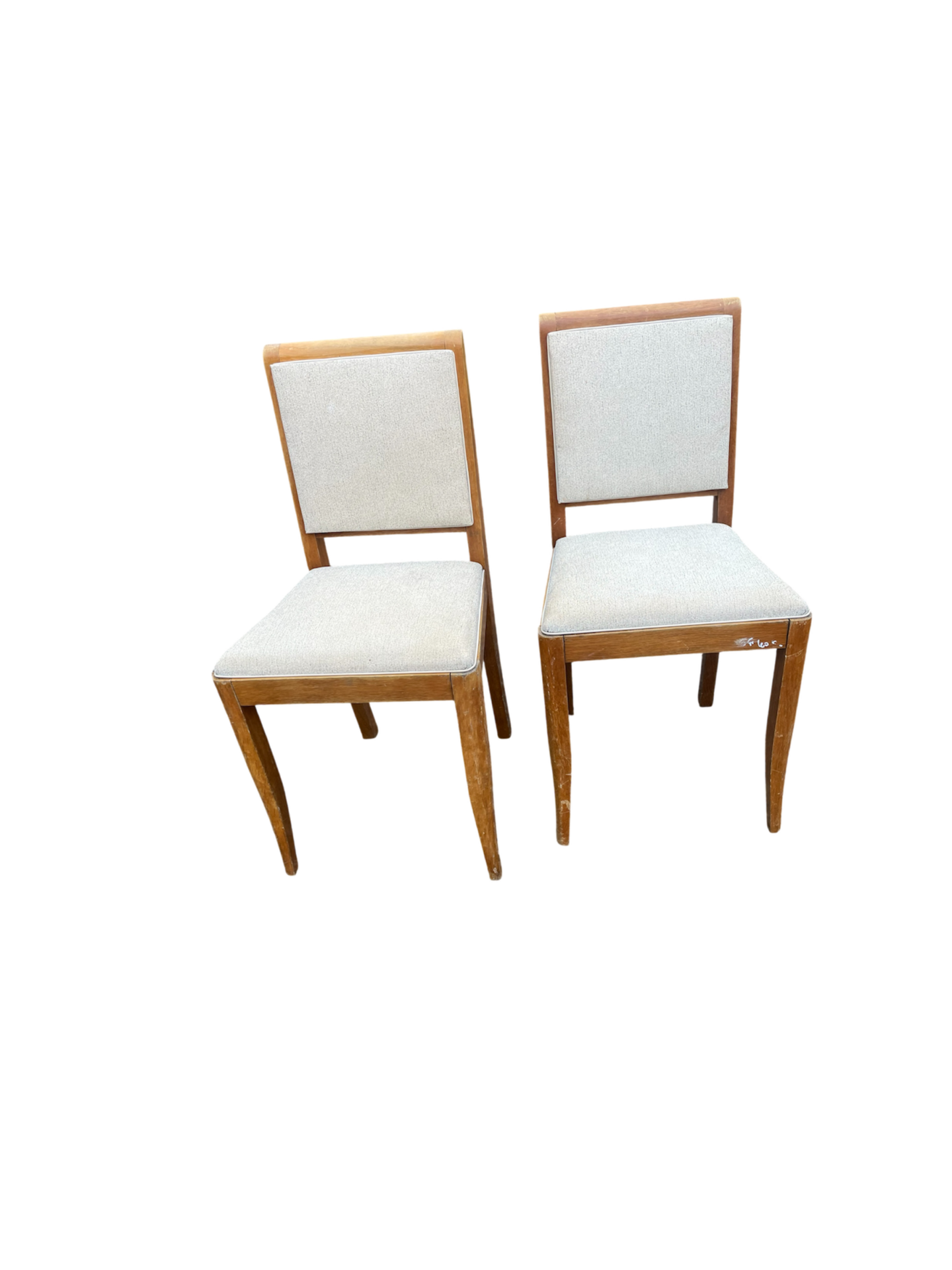 Paire de chaises vintage en bois blond et Skaï beige