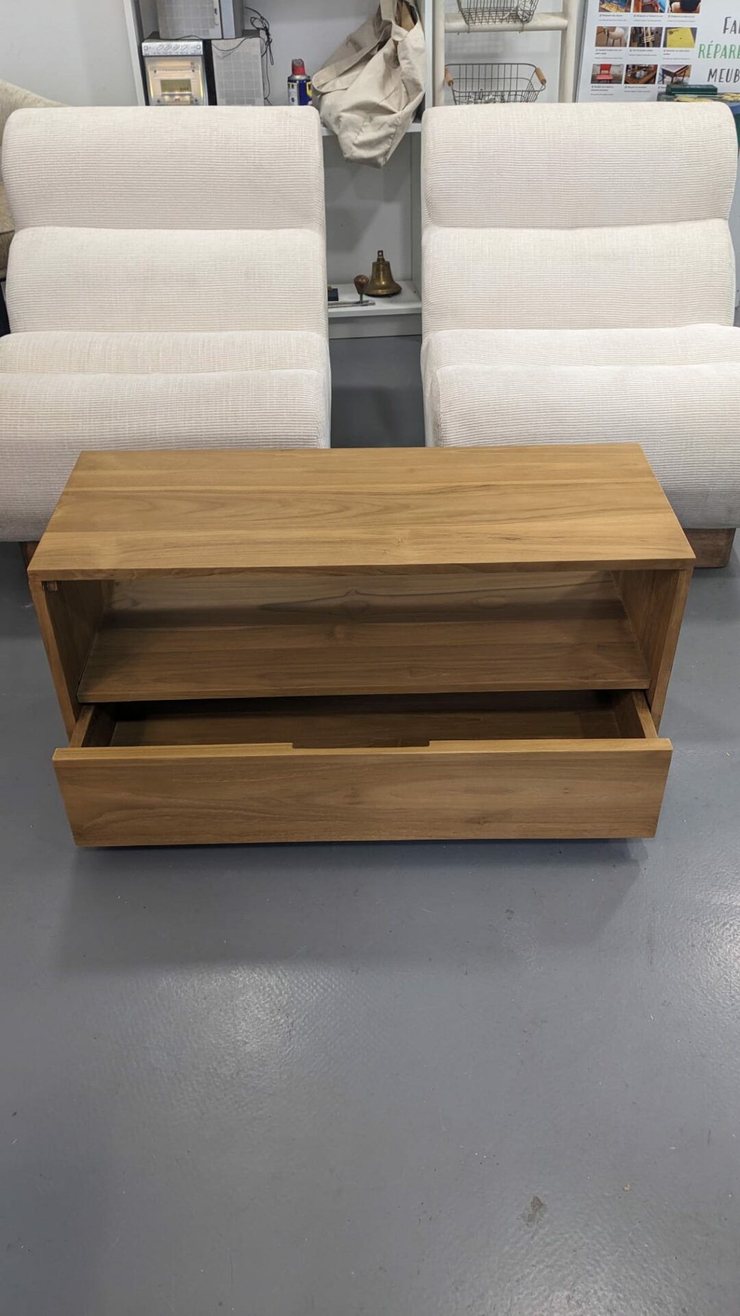 Meuble TV en teck massif 90 cm – Image 4