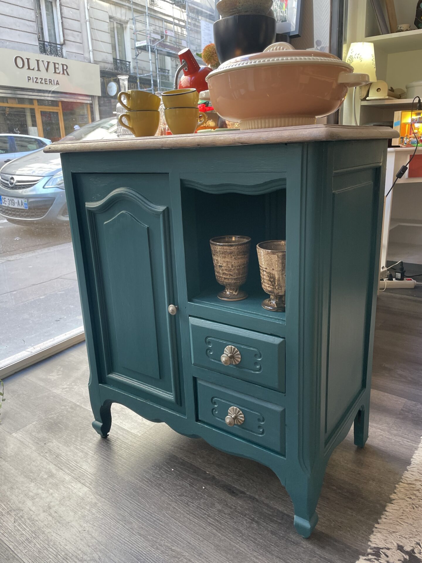 Petit meuble d’appoint bleu canard – Image 6