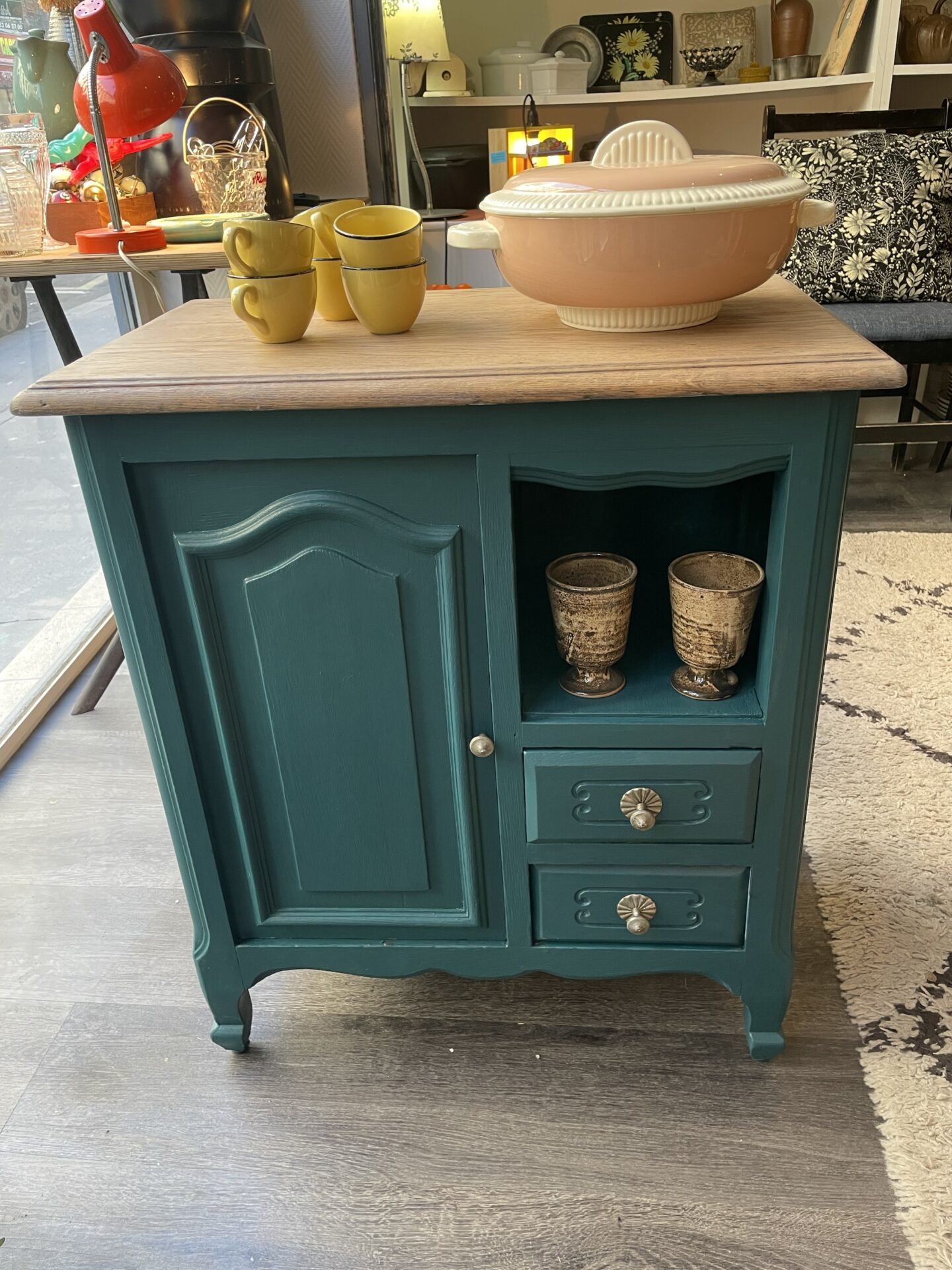 Petit meuble d’appoint bleu canard – Image 5