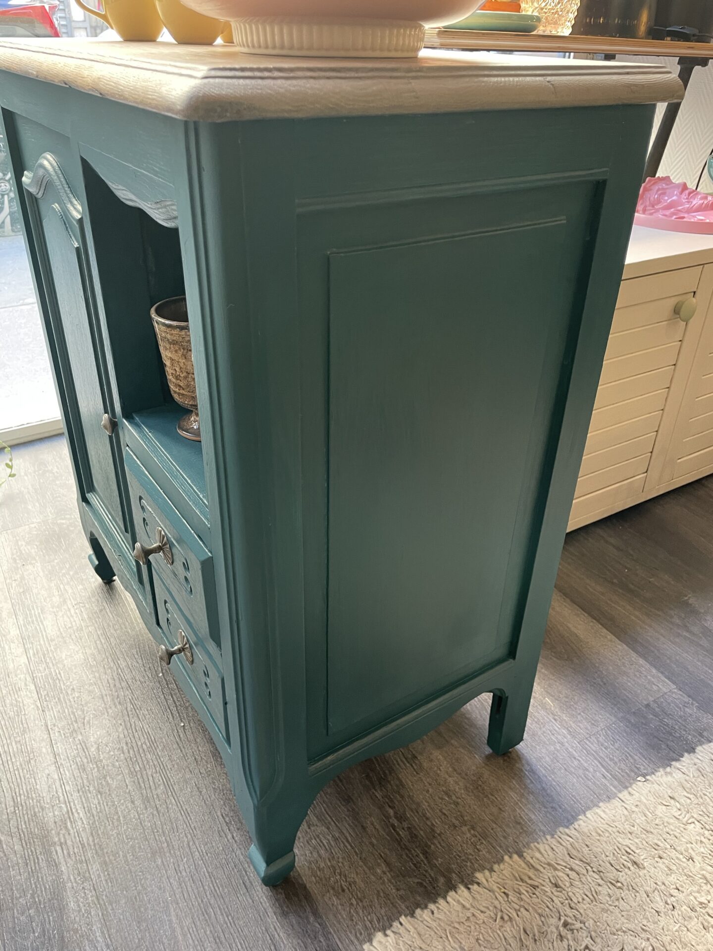 Petit meuble d’appoint bleu canard – Image 2
