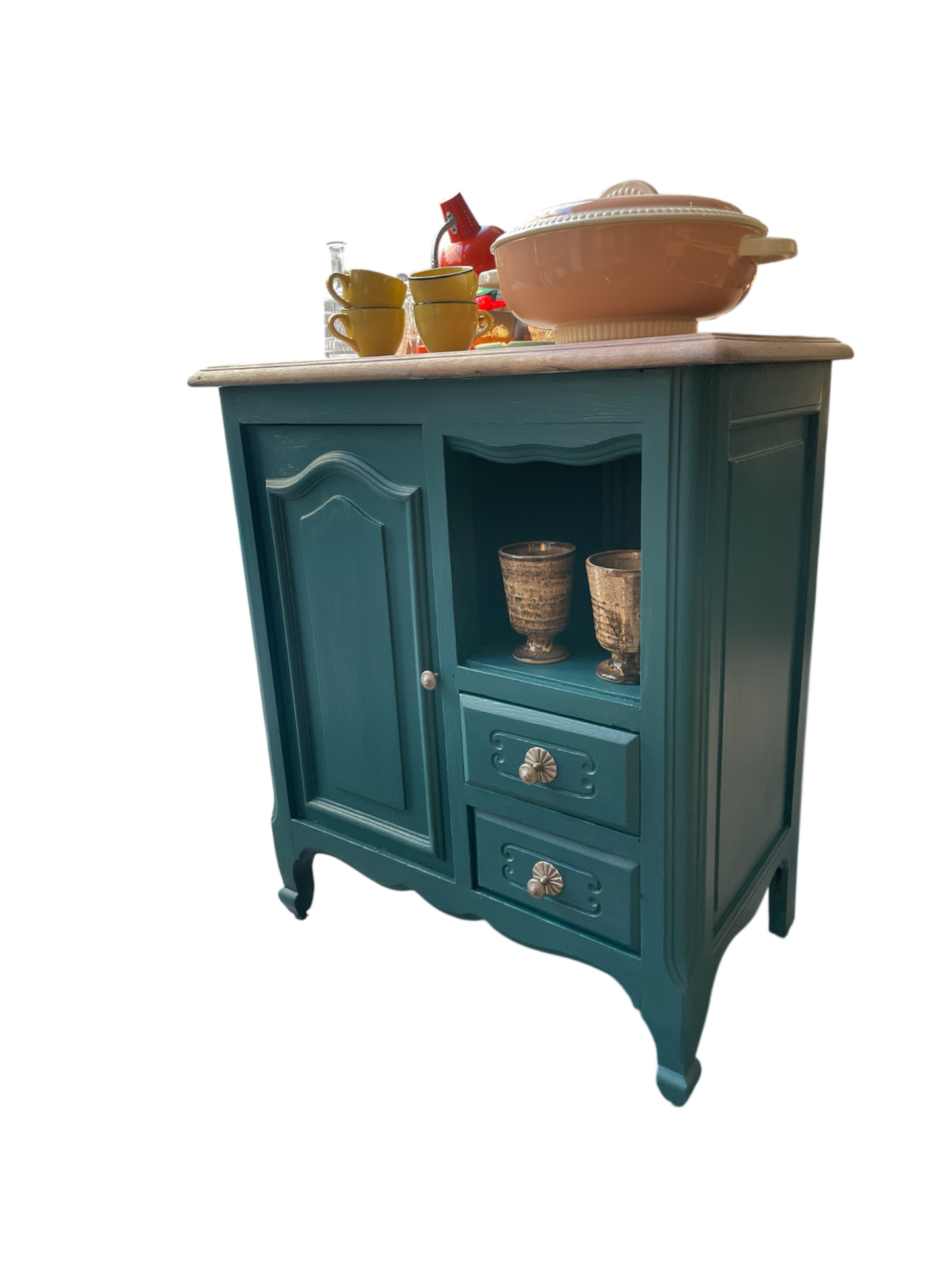 Petit meuble d’appoint bleu canard