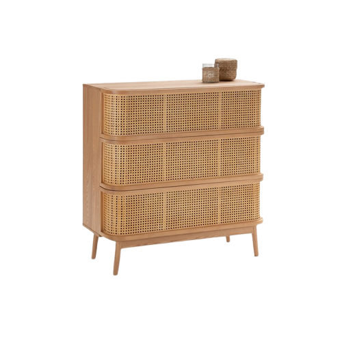 Commode 3 tiroirs en cannage Laora