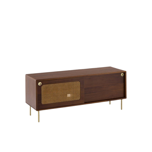 Meuble TV noyer et cannage, Redpop
