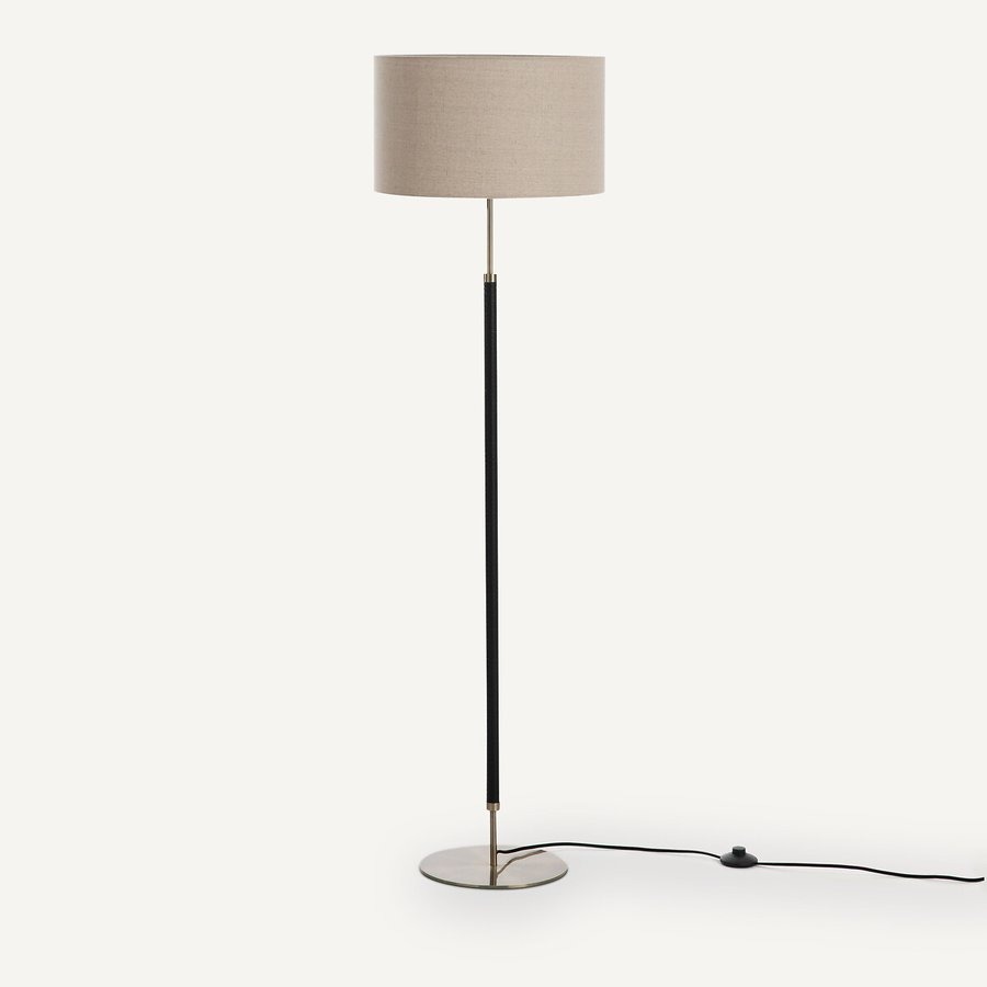 Lampadaire métal fer, laiton et lin, Jihana – Image 2