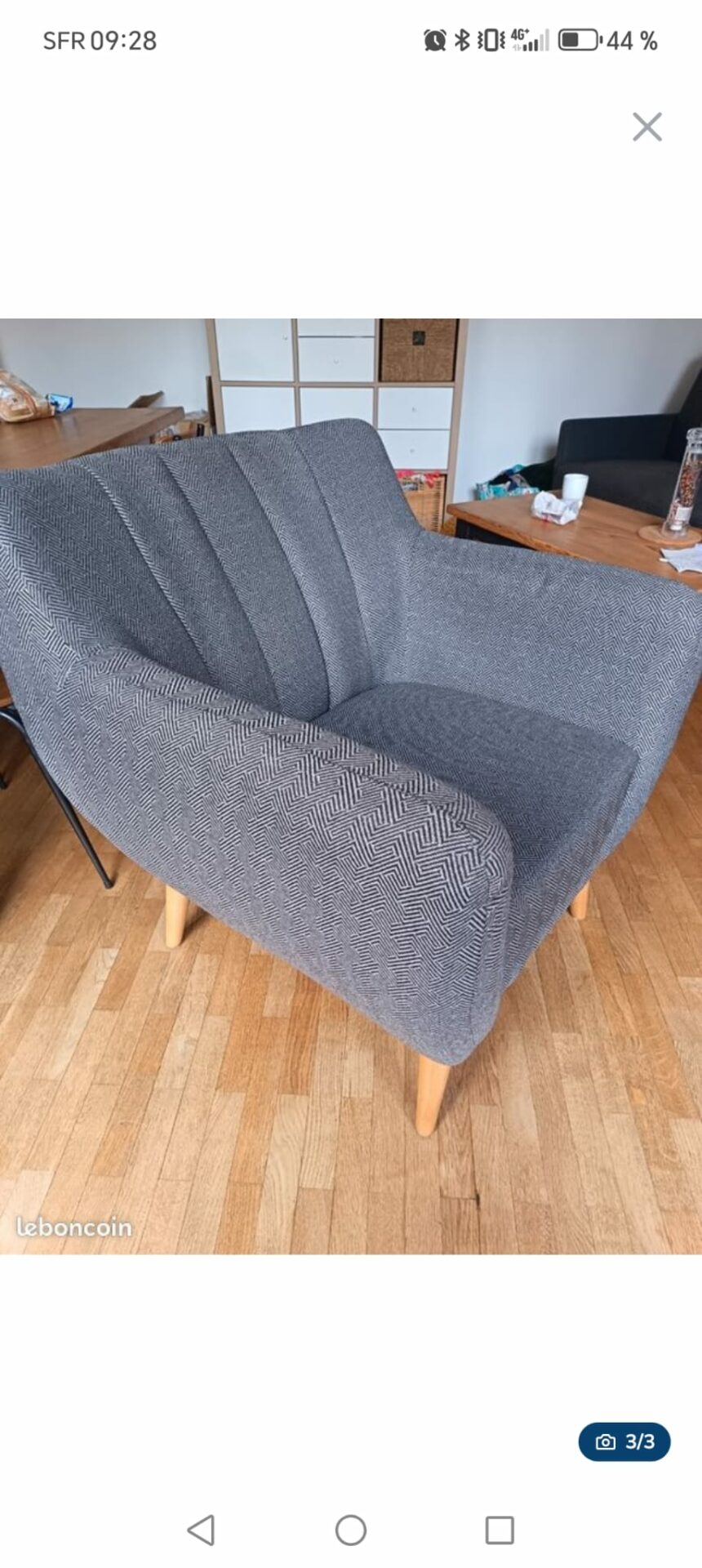 Fauteuil gris design scandinave – Image 2