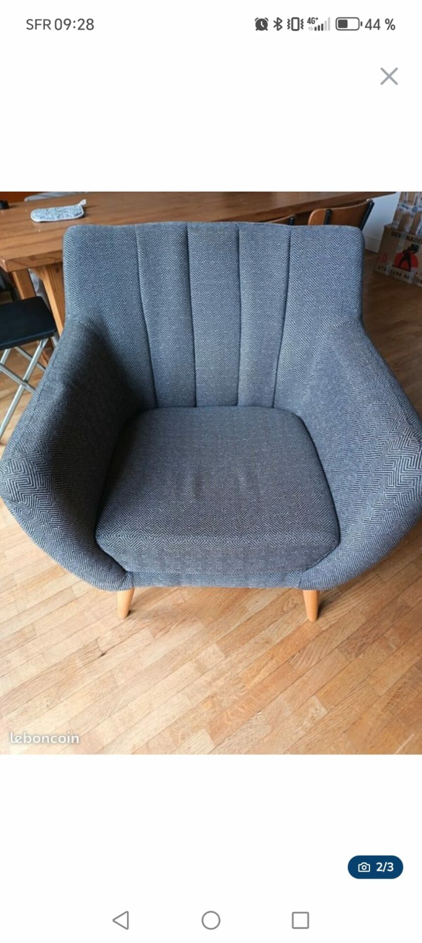 Fauteuil gris design scandinave – Image 3