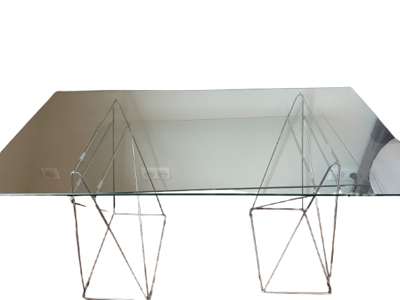 Bureau en Verre et Acier Chromé