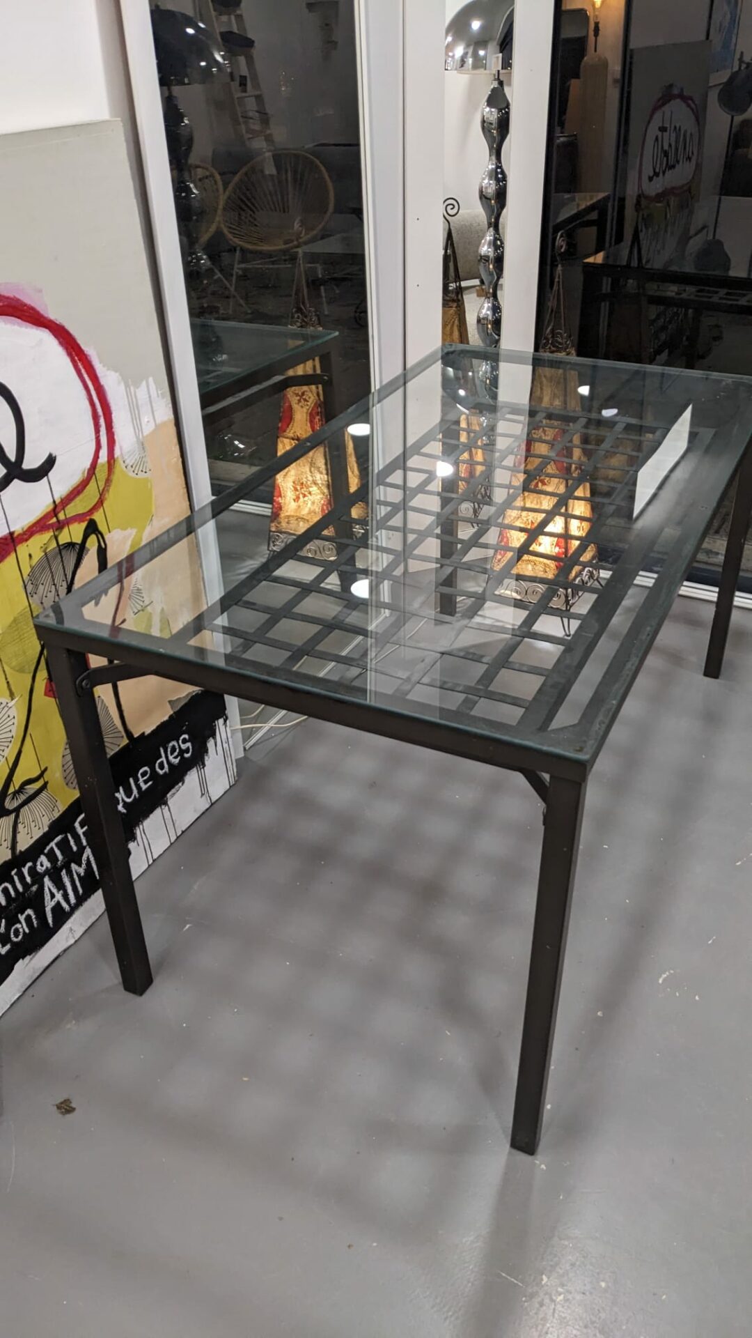 Table en verre et acier vintage Ikea 90' – Image 2
