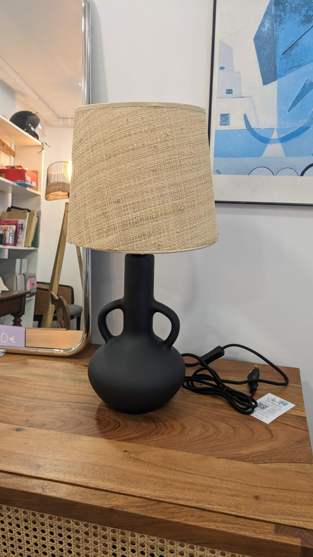 Lampe à poser céramique et raphia, Balsa – Image 2