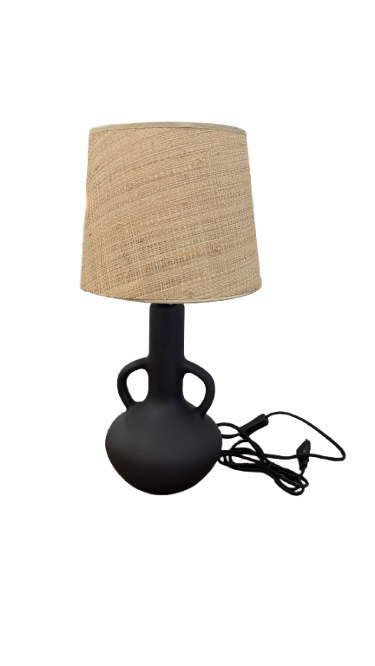 Lampe à poser céramique et raphia, Balsa
