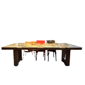 Grande table de salle à manger bois et verre