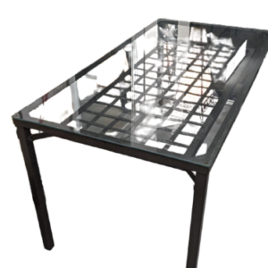 Table en verre et acier vintage Ikea 90&prime;