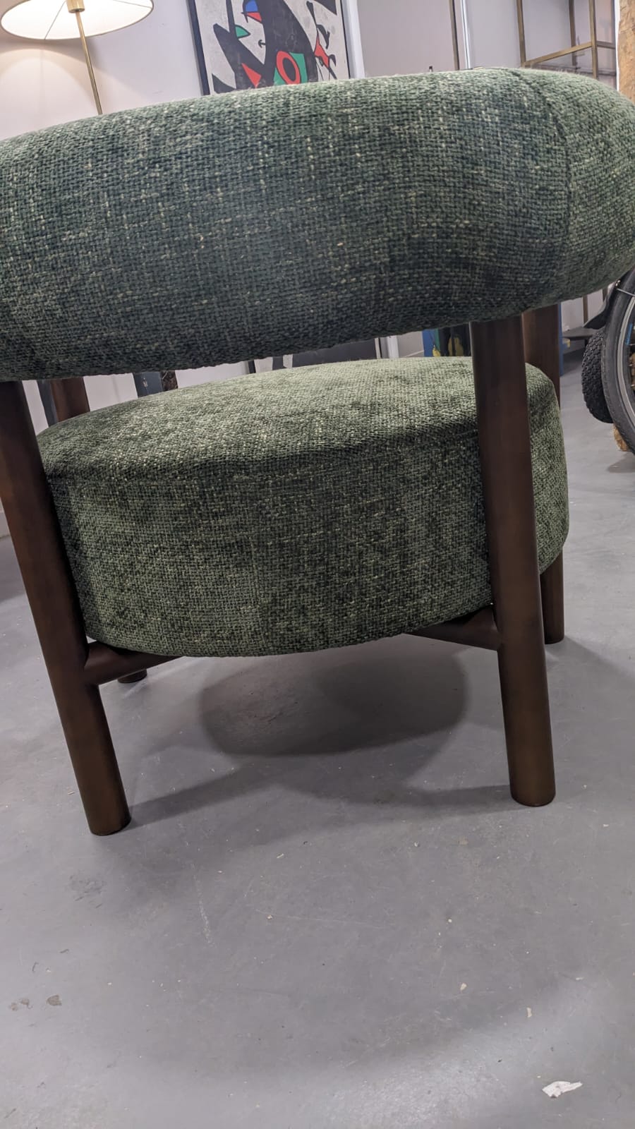 Fauteuil CAROL bois de frêne et tweed vert – Image 5