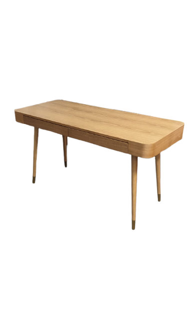 Bureau, Bois naturel & métal doré VINYLE