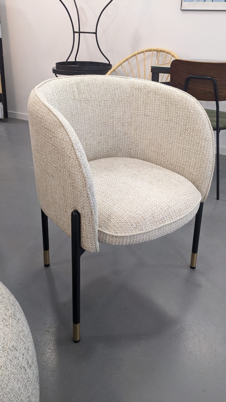 Chaise, Tweed crème & métal noir CHUCK – Image 2