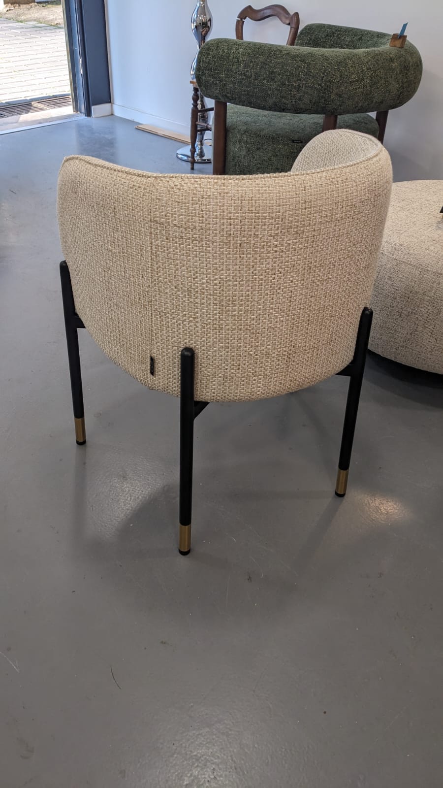 Chaise, Tweed crème & métal noir CHUCK – Image 4