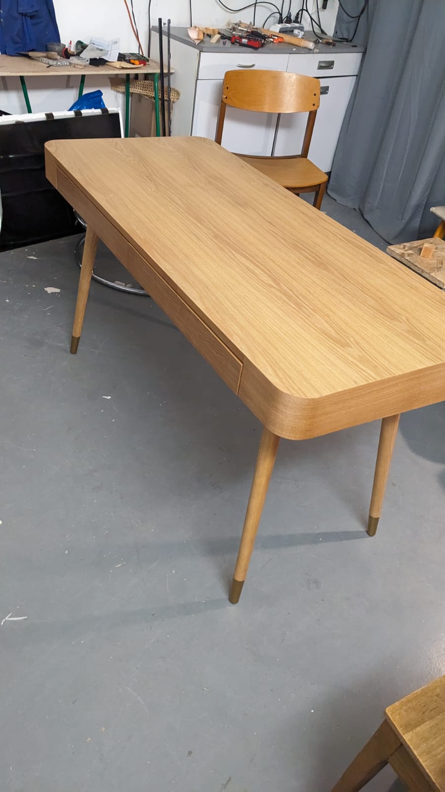Bureau, Bois naturel & métal doré VINYLE – Image 2