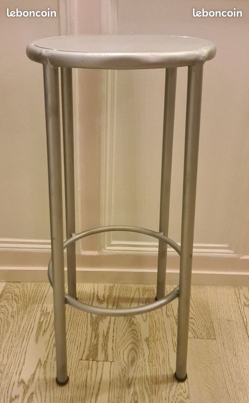 Tabouret Bar Acier Gris Métallisé Ancien – Image 2