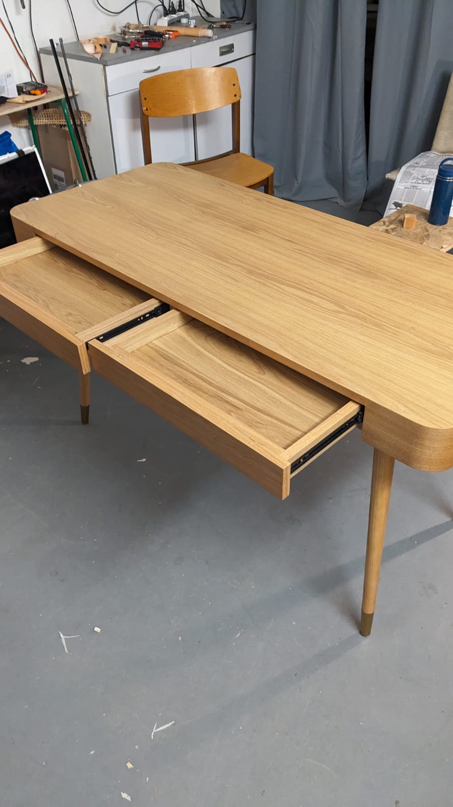 Bureau, Bois naturel & métal doré VINYLE – Image 3