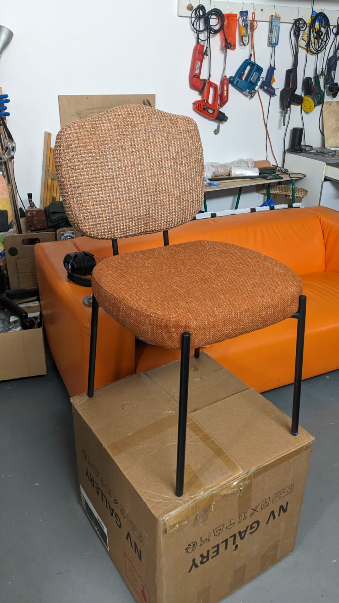 Chaise tweed orange miami + rouge brique MAÏA – Image 2