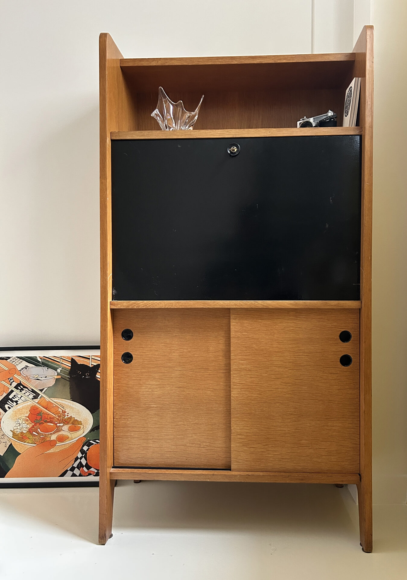 Bureau secrétaire vintage en bois - années 60/70 – Image 2