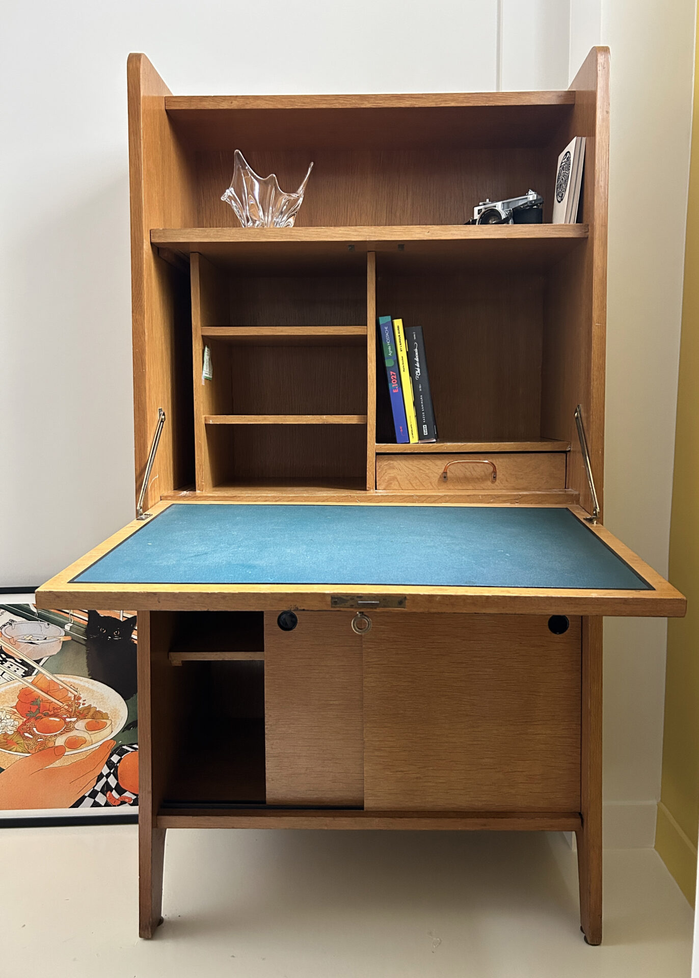 Bureau secrétaire vintage en bois - années 60/70 – Image 3