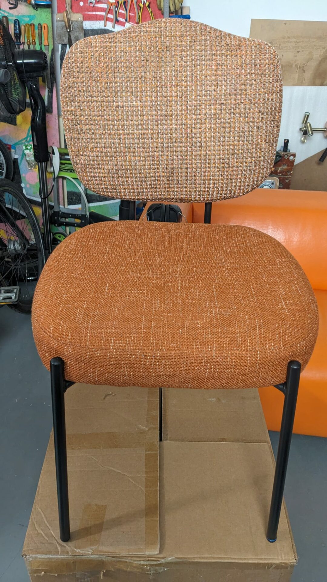 Chaise tweed orange miami + rouge brique MAÏA – Image 4