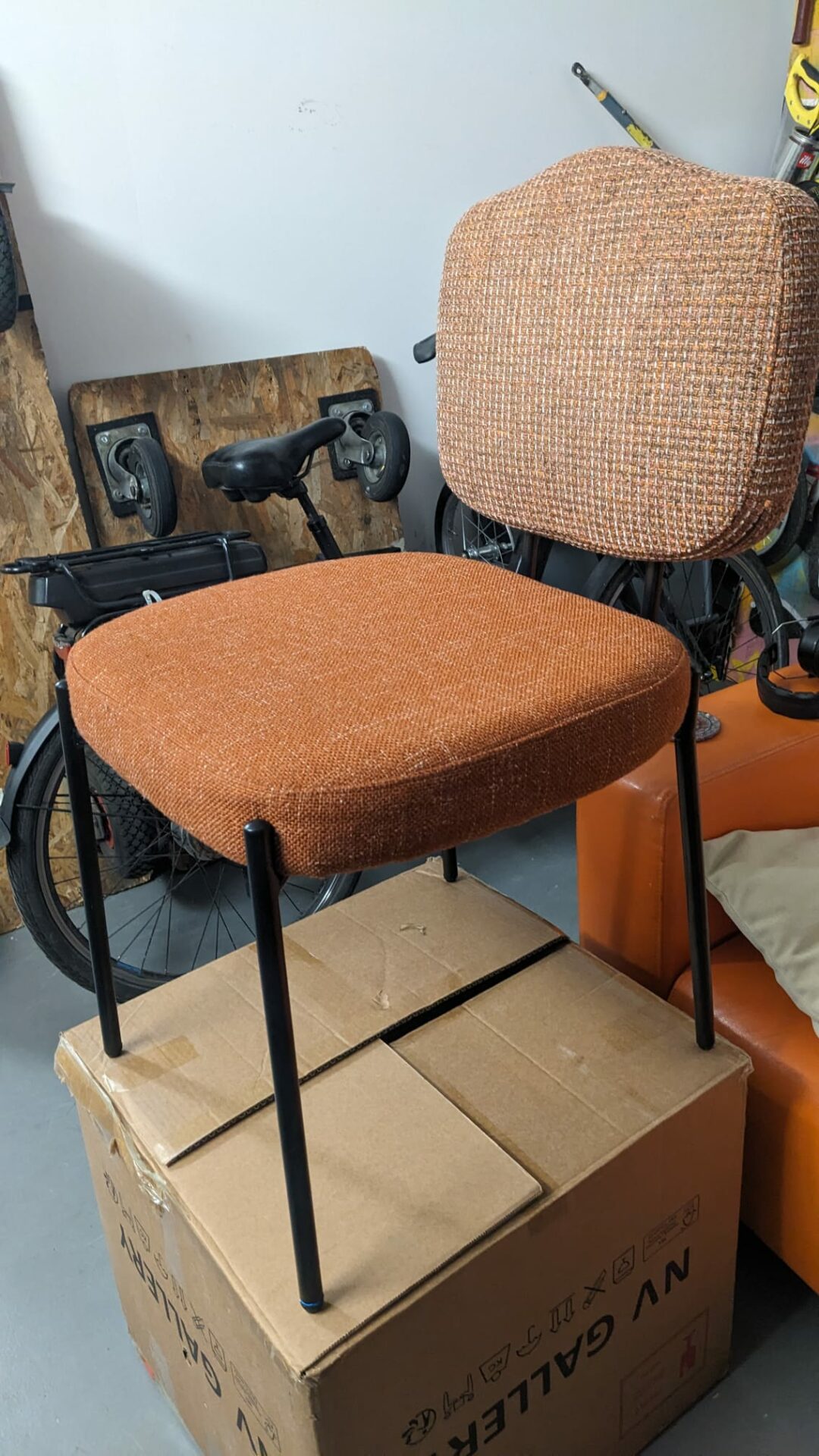 Chaise tweed orange miami + rouge brique MAÏA – Image 3