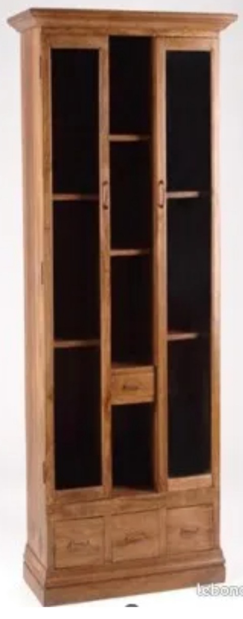 Armoire-bibliothèque vintage en bois massif – Image 2