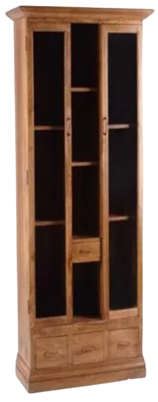 Armoire-bibliothèque vintage en bois massif