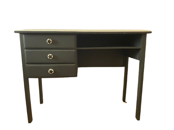 Bureau d’écolier vintage noir – 3 tiroirs