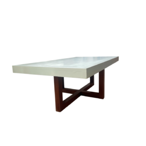 Table basse bois, plateau « menthe à l’eau »