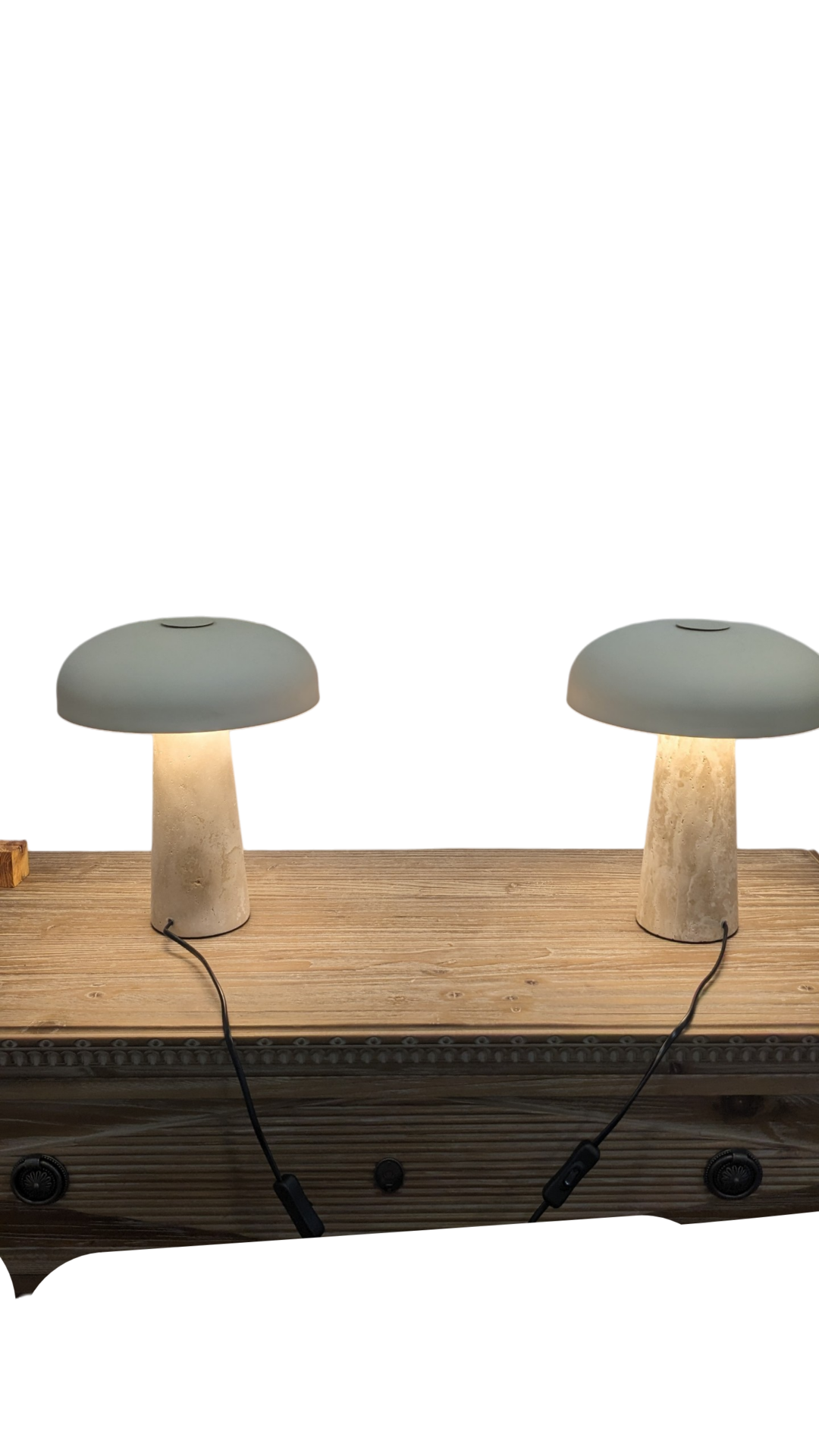 Amanita - paire de lampes de chevet, travertin & métal beige