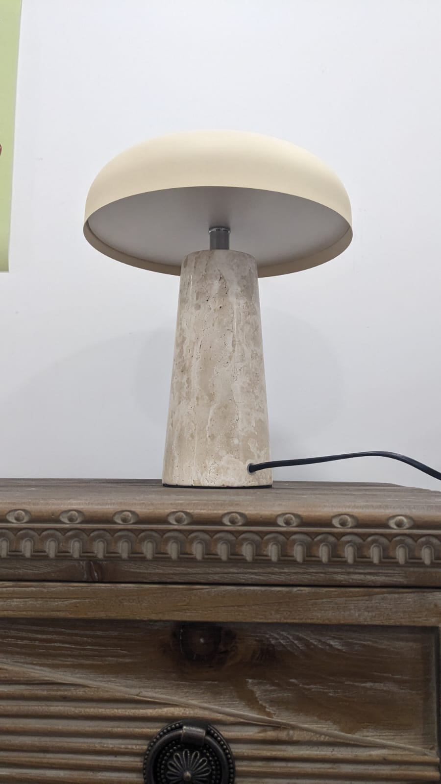 Amanita - paire de lampes de chevet, travertin & métal beige – Image 6