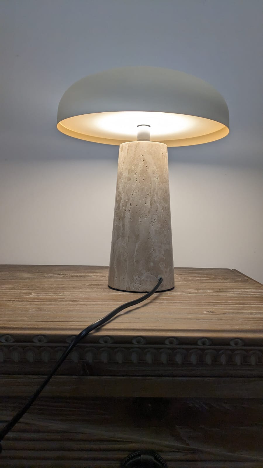 Amanita - paire de lampes de chevet, travertin & métal beige – Image 7
