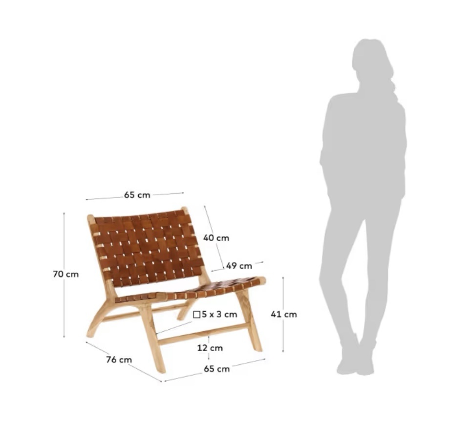 Fauteuil en cuir tressé CALIXTA – Image 3
