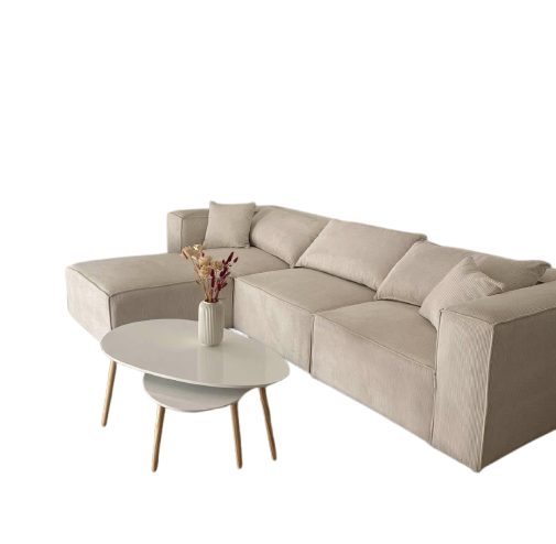 Canapé modulable 3 places en velours blanc
