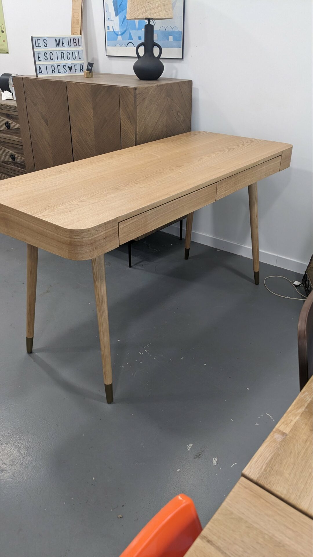 Bureau, Bois naturel & métal doré VINYLE – Image 5