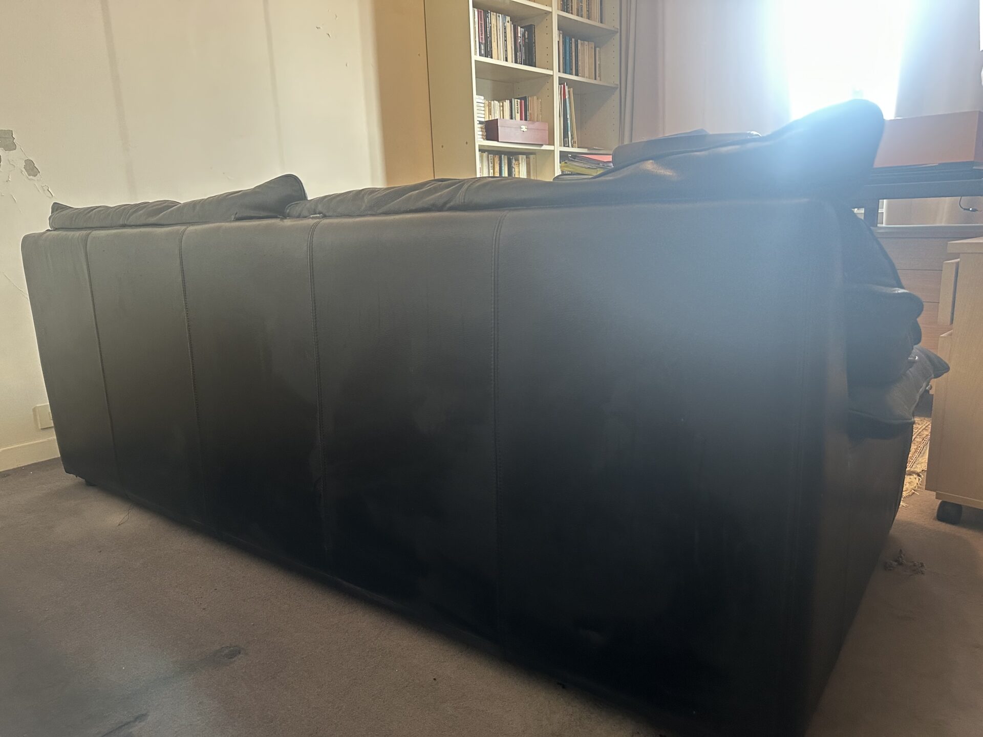Canapé cuir noir 4 places Roche Bobois – Image 3