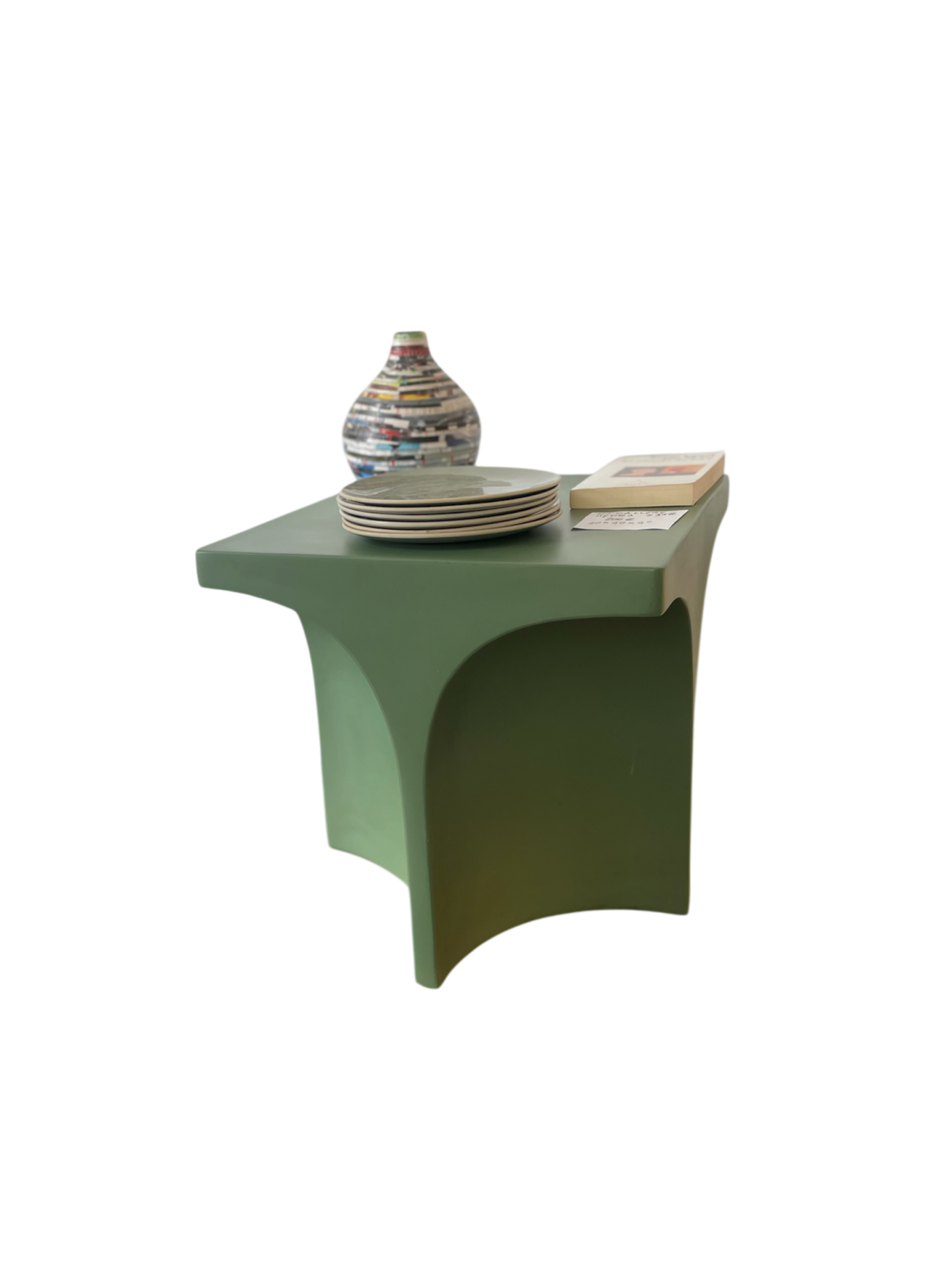 Table basse / bout de canapé en bois peint vert « HYDRA »